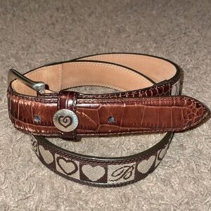 Brighton silver heart brown leather belt